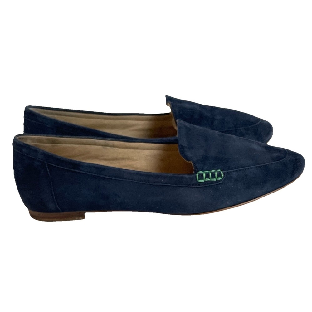 Talbots Ryan Loafers Shoes Sz 8M Navy Suede Green Trim Flats Classic